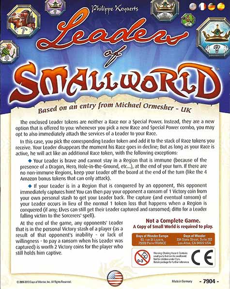 Основната страна на кутията на Leaders of Small World